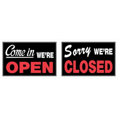 Hillman Come In We're Open/Sorry We're Close, Plastic, 7.99 in x 12 in 839916